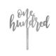 Make A Wish Silver Glitter - Script Number 100 Acrylic Cupcake Topper