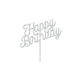 Make A Wish Silver Glitter - Happy Birthday Acrylic Cupcake Topper