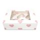 White With Pink Hearts Satin Cupcake Box With Window - Holds 6