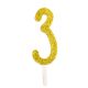 Gold Glitter Number Candle 3