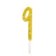 Gold Glitter Number Candle 9