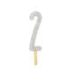 Silver Glitter Number Candle 2 - Silver Glitter Candle - Number 2