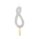 Silver Glitter Number Candle 8 - Silver Glitter Candle - Number 8